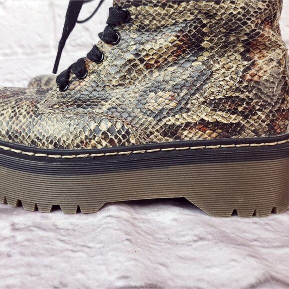 Call it spring women's size 7.5 vegan combat lace up boots snake print - Picture 2 of 13